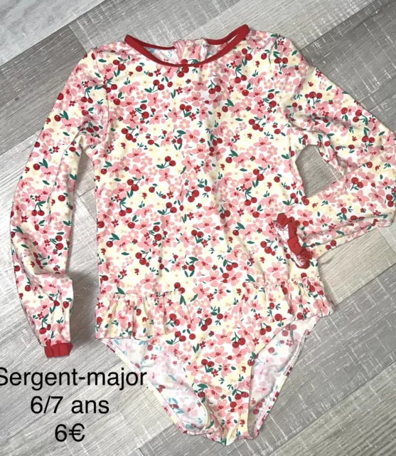 Sergent-major 6/7 Ans Fille : Maillot De Bain Liberty Rouge TBE