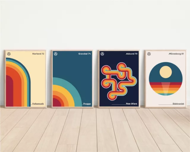 Wall Art Retro Music Poster Prints 70s 80s Scene Gig Festival Nordic Minimalist