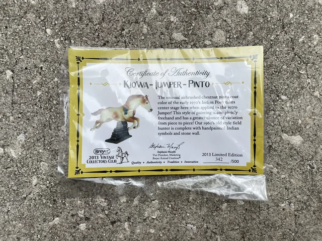 Breyer Certificate of Authenticity COA #712094 Kiowa Vintage Club Jumping Horse