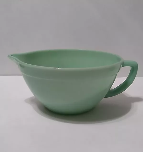 Vintage Fire King Jadeite Oven Ware Mixing Bowl with Pour Spout ~ Green Batter