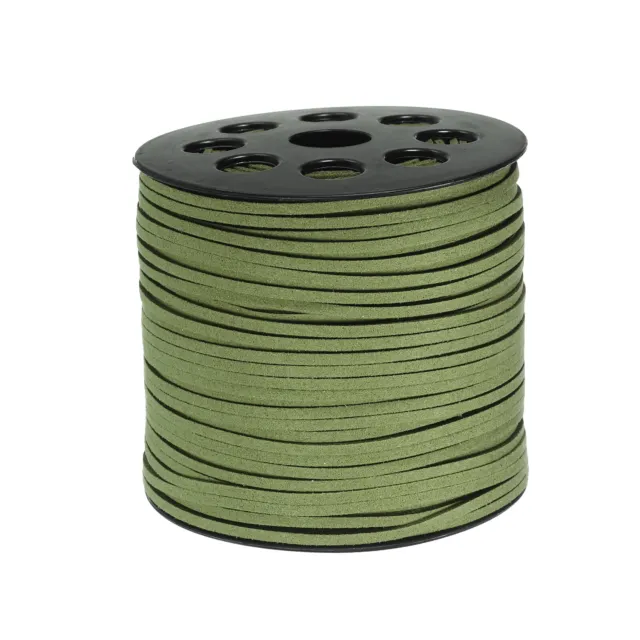 100 Yards Flat Suede Cord 2.7mm Leather String Lace Faux Leather Cord Dark Green