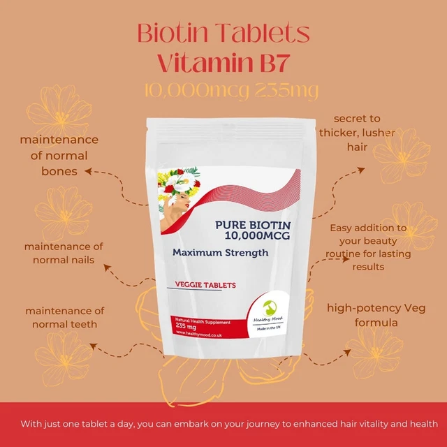 Lindens Biotin 10mg Tablets - 360 Pack - Contributes Towards Normal Hair And Nail Strength For Women & Men With Each Serving Contains 100X Nrv Of Biotin - UK Manufacturer, Letterbox Friendly