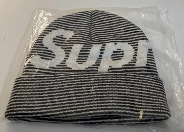 Supreme Big Logo Beanie Black Stripe/ Os/ Fw22 Week 10 (100% Authentic Brand New