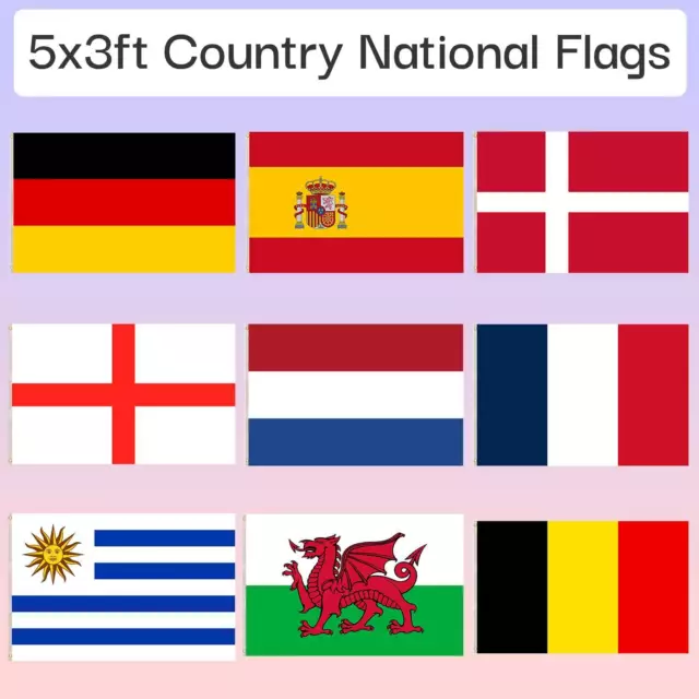 World Country Flags National Day Football Rugby Sport League Durable Flags 5x3FT