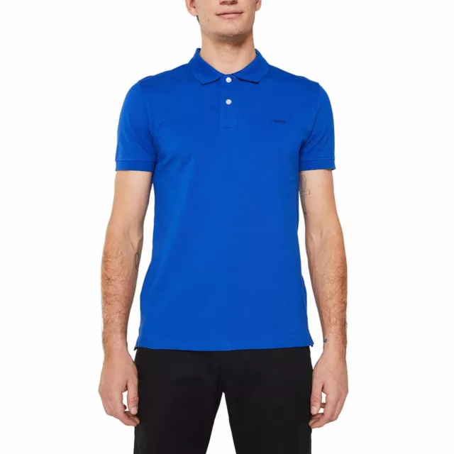 Polo in piqué logo Esprit manica corta blu brillante - taglia: 2XL 2