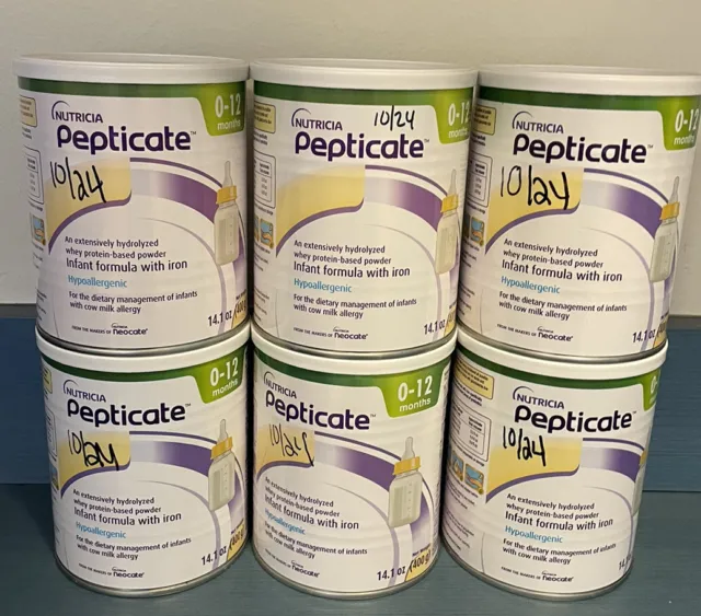 (6) Cans Nutricia Pepticate Hypoallergenic Formula w/ Iron (14.1 oz) EXP 10/2024
