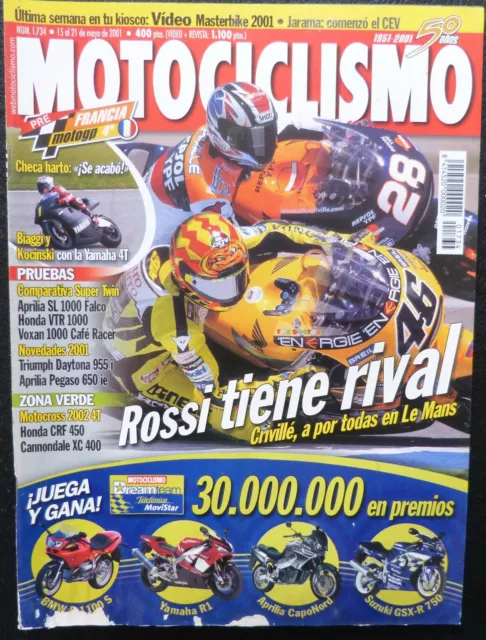 REVISTA MOTOCICLISMO,AÑO 2001,NUMERO 1734, Rossi tiene rival /1