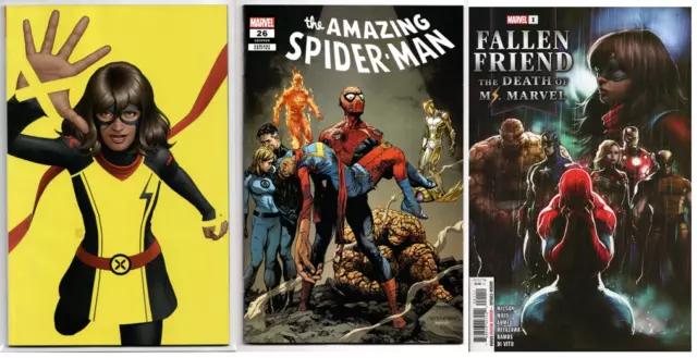 Amazing Spider-Man #31 #26 SPOILER & Fallen Friend Death of Ms Marvel #1A 2023