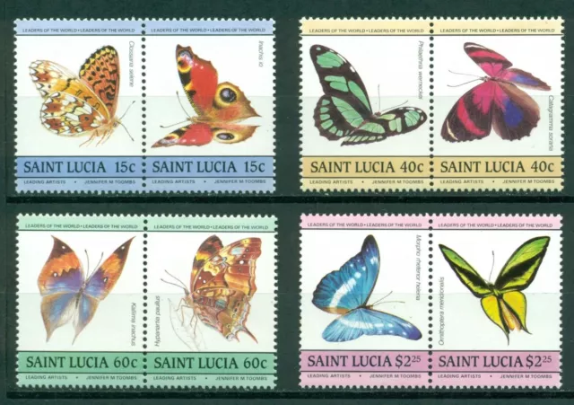 St. Lucia Scott #731-734 MNH PAIRS Butterflies Insects FAUNA $$