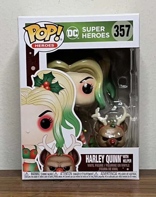 Funko Pop! Holiday Harley Quinn With Helper #357 DC Super Heroes MINT +PROTECTOR