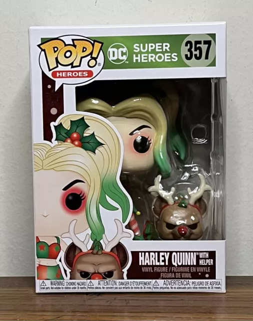 Funko Pop! Holiday Harley Quinn With Helper #357 DC Super Heroes MINT +PROTECTOR