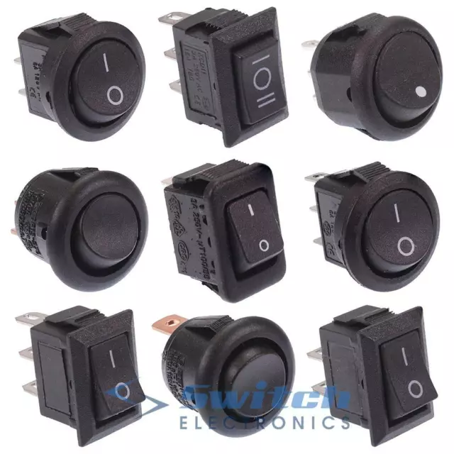 Mini Miniature Rectangle / Round Rocker Switch On-Off On-On On-Off-On 250V