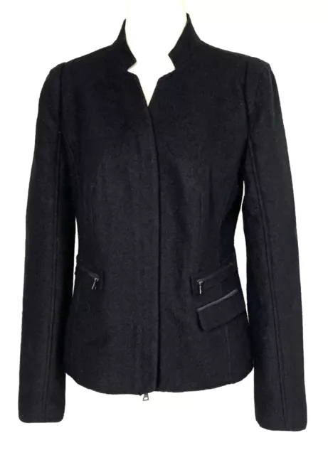 PAIGE Black Jacket Size M Classic PIPPA Long-Sleeve Zippers Blazer Coat Bend