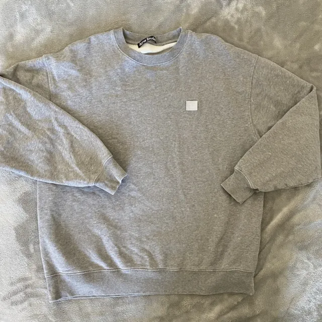 Acne Studios Crewneck Sweatshirt Gray Unisex Size XS Oversized Cotton Logo *DESC