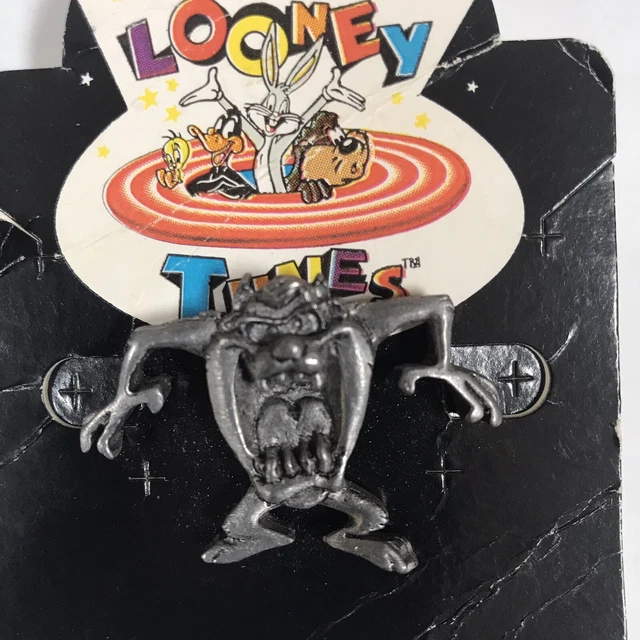 VINTAGE 1993 PEWTER WB TAZ LOONEY TUNES TASMANIAN Devil Rope Necklace £