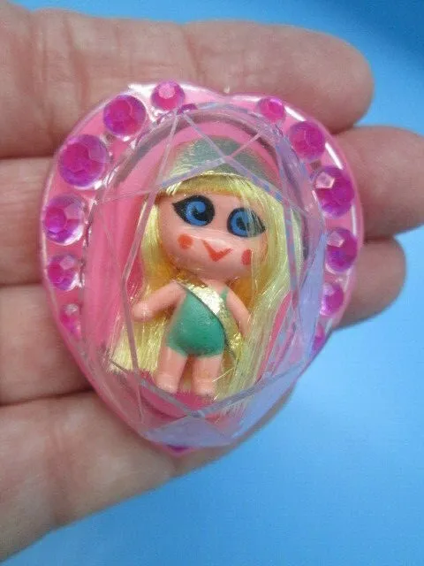 Vintage Liddle Kiddles Jewelry Heart Shaped Pin Locket With Little Doll Mattel