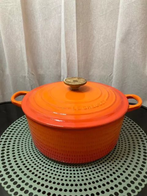 Grosse Cocotte en Fonte ronde 24 CM LE CREUSET Vintage MODELE H ORANGE