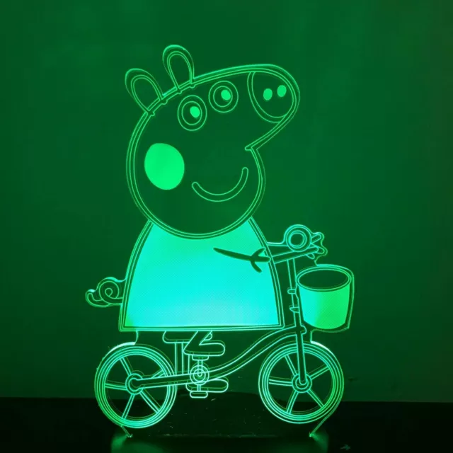 PEPPA PIG GIRLS 3D Acrylic LED 7 Colour Night Light Table Lamp Birthday Gift 2