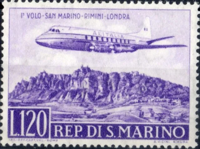 1959 San Marino posta aerea 1° volo San Marino-Rimini-Londra MNH