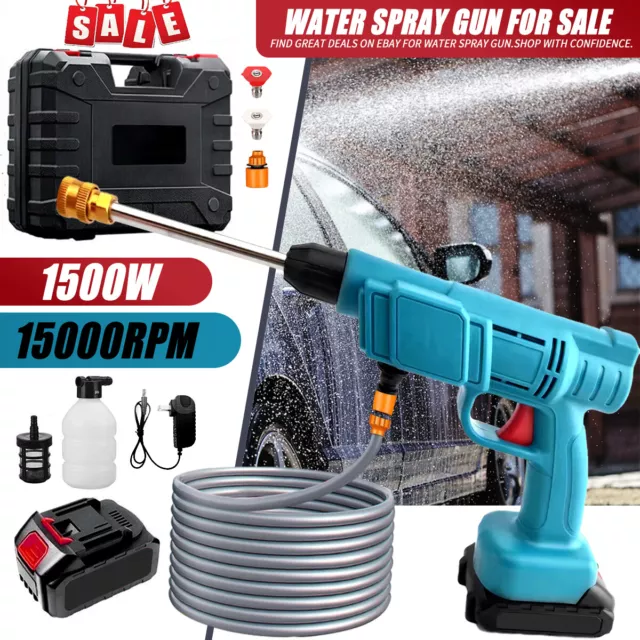 1500W Cordless Electric High Pressure Water Spray Gun Car Clean Washer