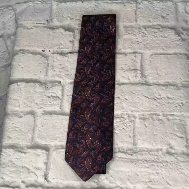 Camden Court Adult Tie Blue Red Paisley 100% Polyester USA Men's