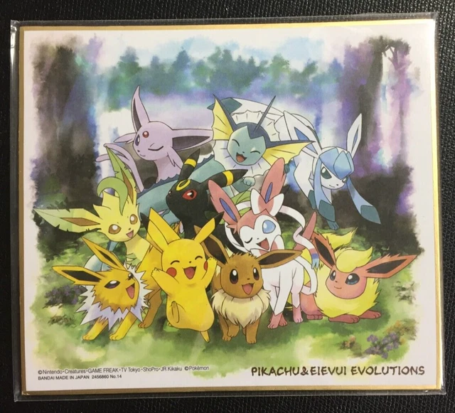 PIKACHU EEVEE EVOLUTIONS Pokemon Shikishi Art Board Card BANDAI