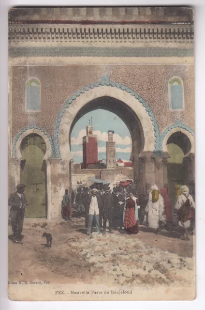 Cpa  Afrique Maroc - Fez  Medina Nouvelle Porte De Boujeloud Habitants 1914 ~C77