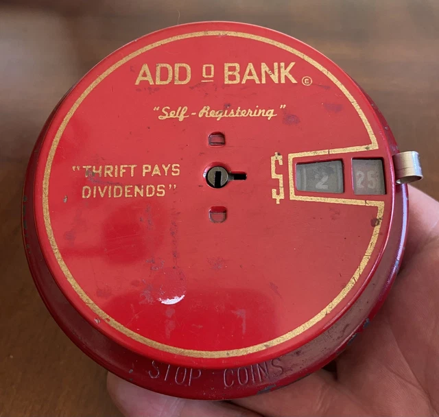 Vintage 1950s Add-0-Bank Promo Metal Coin Bank--Salesman Sample--No Key