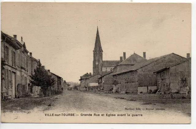 VILLE SUR TOURBE - L' Argonne - Marne - CPA 51 - la grande rue avant la guerre