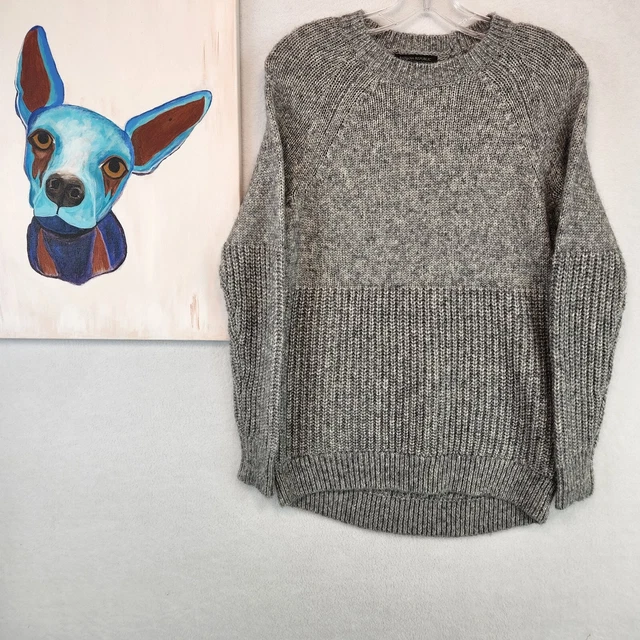 Banana Republic Womens Tight Knit Sweater Stretchy Grey Polyester Blend Size S