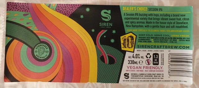 Craft Can Beer Wrap -  Dealers Choice - Siren Brewery - UK