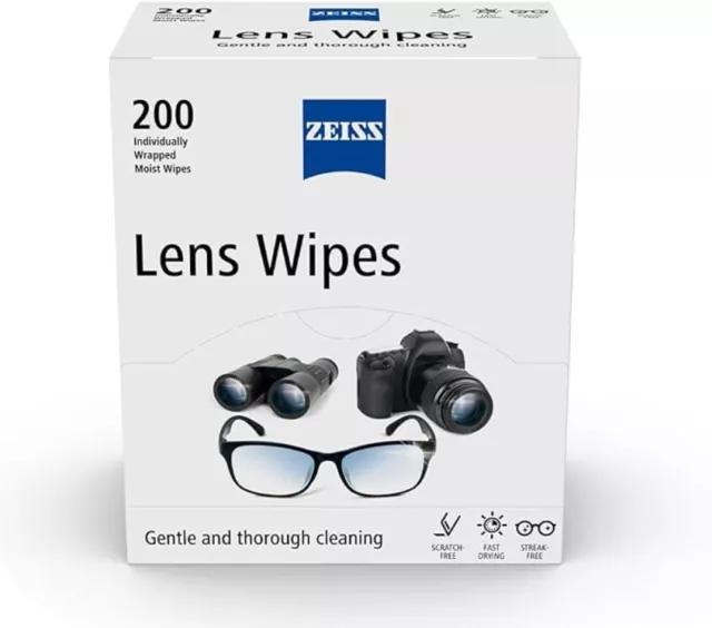 ZEISS Lens Wipes, Lens Cleaner for Glasses, Cameras Individually Pack 200 Count