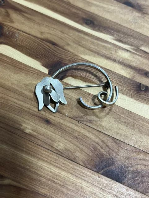 Vintage  Sterling Silver 925 Modernist Abstract Dog Pin Brooch