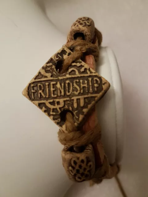 Leather FRIENDSHIP Bead Goth Surf Band Bracelet Rope String Bangle Jewellery 99p Leather FRIENDSHIP Bead Goth Surf Band Bracelet Rope String Bangle Jewellery 99p