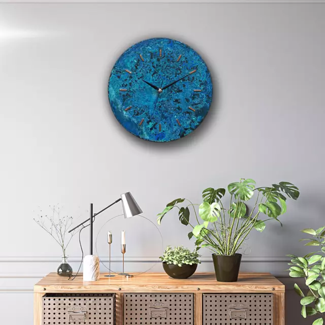 Blue Patina Copper Wall Clock, Handmade Farmhouse Wall Decor Unique