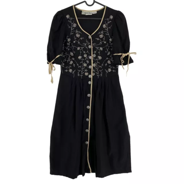 MIRA Tyrol Dirndl Oktoberfest Vestito Nero Taglia Eu 40 UK 14 USA 10