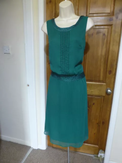 Grazioso abito con perline in chiffon verde di Autograph taglia 10