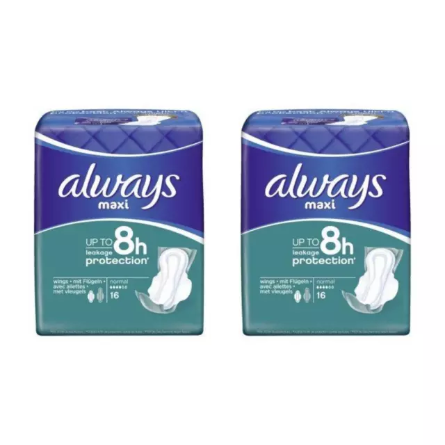 x2 Always Pads Maxi Comfort Protection Normal With Wings X32 Up to 8 Hours