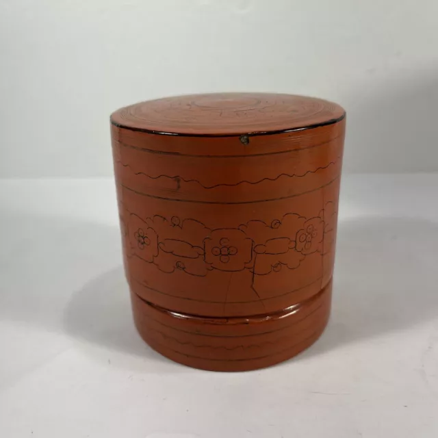 Vintage Burmese Orange Lacquer Box Container Oriental Collectible