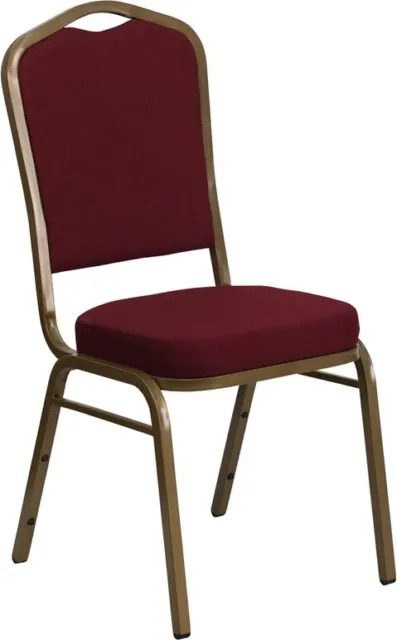 10 PACK Banquet Chair Burgundy Fabric Restaurant Chair Crown Back Stacking
