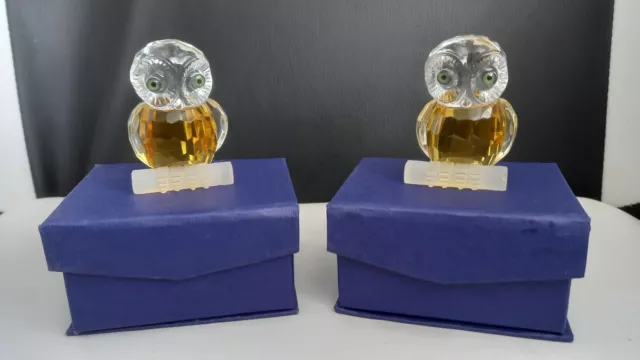Pair of Glass Owl Mini Bird Figurine Ornaments