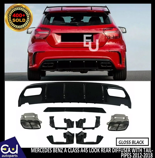 REAR DIFFUSER FOR Mercedes A Class W176 Amg A45 Look Tail Pipe Gloss ...