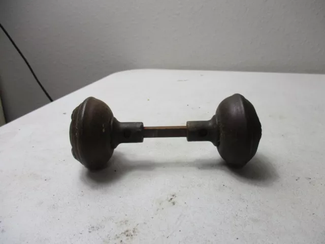 Antique Brass Door Knobs Handles PAIR set vintage old