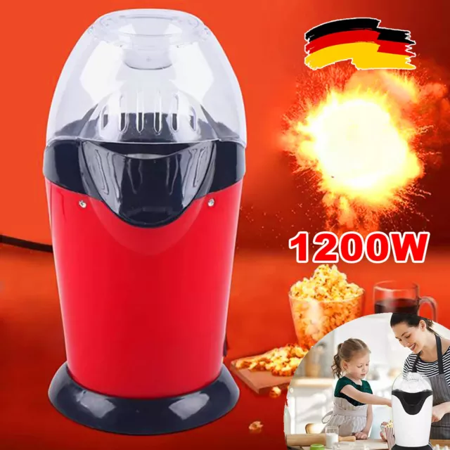 Popcornmaschine 1200W Heißluft Fettfrei Popcorn Maker Heim Popcornautomat DE