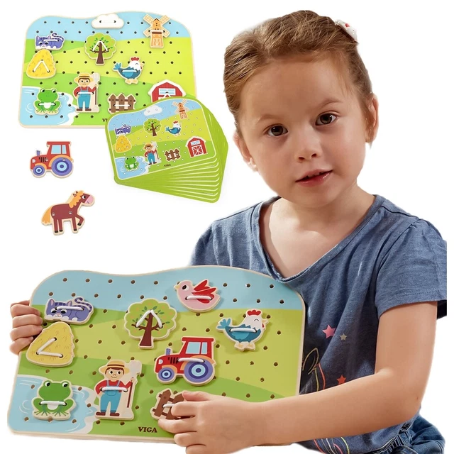 Cadeau Enfant 1 An Jouet Montessori Ferme En Bois - 7 En 1 - 1-3 Ans - Animaux Et Légumes - Éducatif Et Ludique Jeu éducatif 1 An