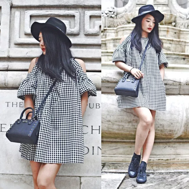 ZARA BLACK WHITE Gingham Check Dress With Cut Out Shoulders Size Xs Uk 6 8 45.78 PicClick