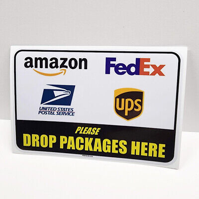PAQUETES DROP AQUÍ CALCOMANÍA/Pegatina de vinilo, USPS Fedex Amazon UPS, letrero de entrega