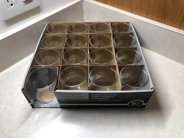 Ashland Basic Elements Glass SET OF 16 Candle Holders 2 3/4” New