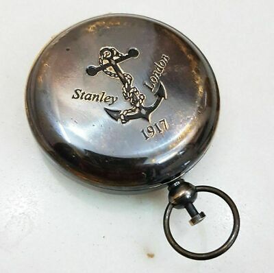 Vintage 1.5" Handmade Push Button Antique Brass Compass Pocket Style Gift Decor