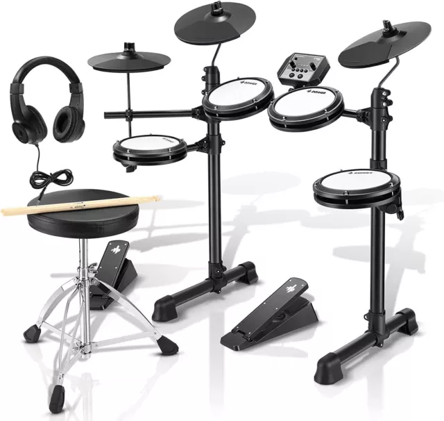 Donner DED-80 Electric Drum Set 2 Switch Pedal 4 Quiet Mesh Pads 180 Sounds